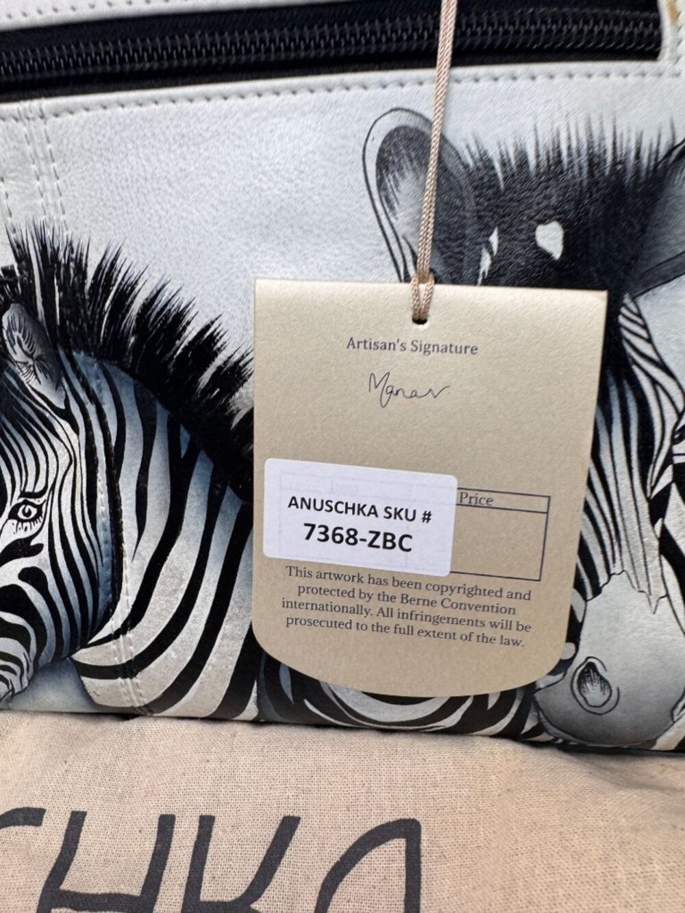 NWT Anuschka Zebra Hand Painted Leather Satchel Crossbody Bag 7368-ZBC Dust Bag - Picture 5 of 11